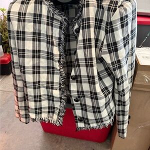 Plaid Black and White Women's Jacket mp21